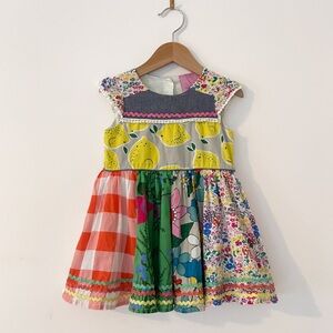 CUTEY COUTURE VGUC Colorful Mixed Print Ricrac Cottagecore Dress